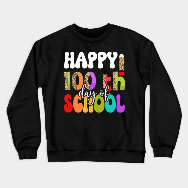 Cute 100th Day Of School 100 Days Leopard Rainbow Boys Girls Crewneck Sweatshirt by uglygiftideas